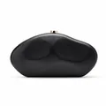 Elegant black irregular shaped evening clutch bag with metallic clasp for women - Black (Matte)