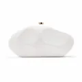 Close-up of white snake-skin texture acrylic clutch bag in irregular stone shape. - White (Matte)