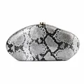 Elegant snakeskin pattern acrylic clutch bag with gold-tone top clasp detail - Grey (Snakeskin)