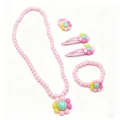 Set gioielli per bambine con girasole rosa collana di perle e fermagli capelli - Stile Fermaglio / Rosa