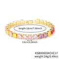 Gouden tennisarmband met kleurrijke AAA-zirkonia stenen op een witte basis - 6mm Steen / 17cm Veelkleurig
