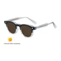 Photochromic sunglasses with black-transparent frames and brown lenses for women - Black and Transparent Splicing Turn Brown