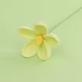 Handmade crochet violet flower in light green with yellow center and green stem - Green