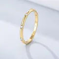 Minimalist S925 sterling silver gold plated ring with round clear zircon stones - US 5 / White Zircon
