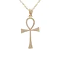 Goldene Ankh-Kreuz-Halskette mit funkelndem Zirkonia-Anhänger an einer Gliederkette - Ankh-Kreuz