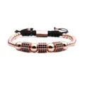 Detail of rose gold beaded bracelet with blue zircon cubes and black adjustable rope - Hexagonal Pillar Style (4727999226144) / Rose Gold Blue Zircon Hexagonal Pillar