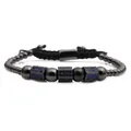 Detail of adjustable black beaded bracelet with blue zircon micro-pave charms - Hexagonal Pillar Style (4727999226145) / Black Blue Zircon Hexagonal Pillar