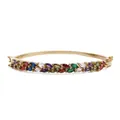 Macro detail of gold-plated bangle featuring colorful marquise-cut marquise stones - Multicolor Marquise Gemstone