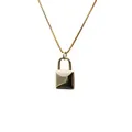 Elegante vergoldete Boxkette mit einem polierten Vorhängeschloss-Anhänger für Damen - Minimalistischer Schloss-Stil (0310)