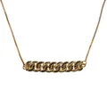 Halskette mit goldener Box-Kette und schwarzem Kristall-Stabanhänger für Damen - Schwarzgold-Panzerketten-Stil (Gold-Mehrring)