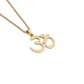 Golden Om symbol pendant necklace with rope chain in polished stainless steel finish - Gold
