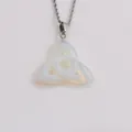 Macro shot of an opal triquetra pendant on a silver rope chain with a minimalist design - Opal Style (NSN00066)
