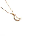 Collar de luna dorada con circonitas de colores y cadena de caja de diseño minimalista - Estilo Luna / Luna Arcoíris (0668CX Luna)