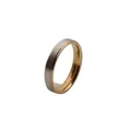 Minimalist two-tone matte stainless steel ring with zircon in silver and gold finish - 17 / Two-tone Brushed Style (SSR0017GoldA-2)