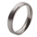 Close-up of matte brushed finish and polished inner band of silver steel ring - 17 / Silver Tone Brushed Style (SSR0017SteelA-2)