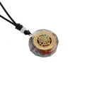 Détail du pendentif arbre de vie Orgone avec pierres naturelles et cordon tressé - Style Symbole Géométrique d'Énergie (NSN0290)
