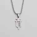 Hip hop men's stainless steel syringe pendant with rope chain necklace in silver finish - 60cm Twist Chain / Silver