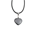 Gepolijste zwarte stenen hart hanger ketting met zwart waxkoord voor dames sieraad - Metaalachtig Donkergrijs Stijl (NSN00321)
