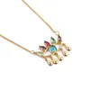 Gouden Evil Eye ketting met veelkleurige edelstenen en gepolijste druppelvormige bedels - Waaiervormige Kleurrijke Edelsteen Stijl (0758CX)