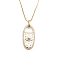 Gouden Evil Eye hanger ketting met blauwe steen en witte zirkoon ster gravures - Ster Gelaserd Ovale Stijl (CN001099YS)
