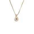 Gouden ketting met blauwe zirkoon boze oog hanger en witte accenten voor vrouwen - Minimalistische Ronde Halo Stijl (CN001108YS)