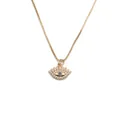 Gouden boxketting met evil eye hanger voorzien van blauwe steen en zirkonia's - Blauwe Edelsteen Oog Stijl (CN001110YS)