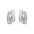 Orecchini vintage francesi in zircone e conchiglia con perni in argento e design a doppio anello - Conchiglia Bianca/Zircone Baguette / Argento