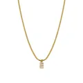 Collar de cadena de serpiente dorada con un colgante de letra E decorado con cristales - Collar Letra E