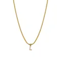 Collar de cadena de serpiente dorada con un colgante de letra L incrustado con cristales - Collar Letra L