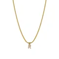 Collar de cadena de serpiente dorada con colgante de letra R y circonitas brillantes - Collar Letra R