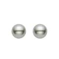 Pendientes vintage de plata S925 con perlas grises redondas en un diseño minimalista - Gris Jaspeado / Grande