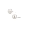 Pendientes vintage de plata S925 con perlas blancas redondas de estilo francés - Blanco Crema / Grande