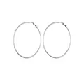 Minimalist silver titanium steel hoop earrings with high-polish metallic finish - 70mm / Silver