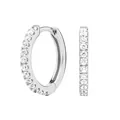 Sparkling silver pavé hoop earrings with round-cut cubic zirconia for a premium look - Silver / 6mm