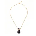 Elegant 18K gold-plated necklace featuring a faceted purple perfume bottle pendant - Deep Purple Perfume Bottle Style (ML-XYNSN0233-2)