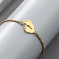 Adjustable golden box chain bracelet with minimalist baby footprint charm for women - Gold (ML-XYSSB0036)