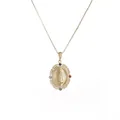 Collar colgante de la Virgen María dorado con circonitas de colores y cadena de caja - Estilo Gema Multicolor Ovalada (CN001212CX)