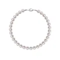 Élégant collier de perles blanches rondes avec fermoir en métal argenté de qualité - 4mm / Argent