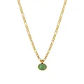 Gold Figaro chain necklace featuring an oval green aventurine stone pendant for women - Emerald Green Gemstone Necklace