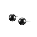 Klassische S925 Sterling Silber Ohrstecker mit polierten schwarzen Onyx-Kugeln - 925 Silberstecker / Klein / Silber
