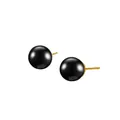 Französische S925 Silber-Ohrstecker mit schwarzem Onyx und vergoldetem Stift im Retro-Stil - 925 Silberstecker / Klein / Gold
