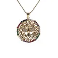 Collier rond doré avec pendentif colombe de la paix et pierres de zircon colorées - Style Colombe de la Paix Creuse (ML-CN001341CX)