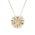 Collana a cuore in oro con rilievo della Vergine Maria e zirconi colorati su bianco - Stile Cuore Radioso (CN001572CX)