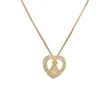 Collana con pendente a cuore placcato oro con zirconi incastonati e icona sacra - Stile Cavo a Forma di Cuore (CN001570CX)