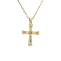 Collana con croce dorata e pietre preziose arcobaleno con pavé di micro zirconi - Croce d'Oro con Zirconia Colorata (CN001564YS)