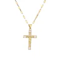 Collana a croce placcata oro con rilievo di Gesù e zirconi in vista variante - Croce Crocifisso di Gesù Bianca (CN001565YS Bianco)