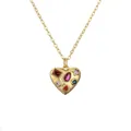 Gold heart pendant necklace with colorful cubic zirconia and stars on white background - Heart Style 2