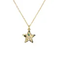 Golden star pendant necklace with colorful gemstone inlay and delicate link chain - Star