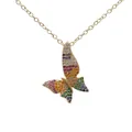 Regenbogen Schmetterling Halskette mit bunten Kristallen auf feiner Goldkette - Bunter Schmetterling mit Pavé-Fassung