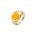 Vergulde open hartring met oranje emaille en micro-ingelegde zirkoniasteentjes - Verstelbare opening / Lichtgeel